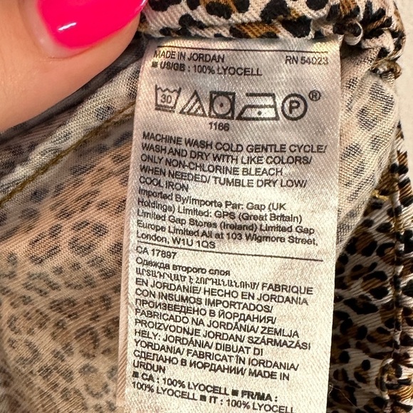 BANANA Republic Women’s Size XL Animal Print Crop Straight Pants Pockets Lyocell - Picture 4 of 5